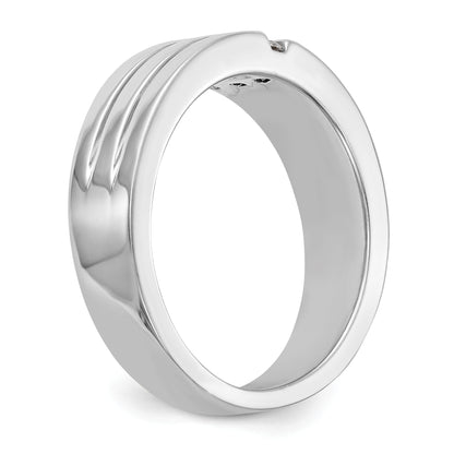 14K White Gold Diamond Men's Band
