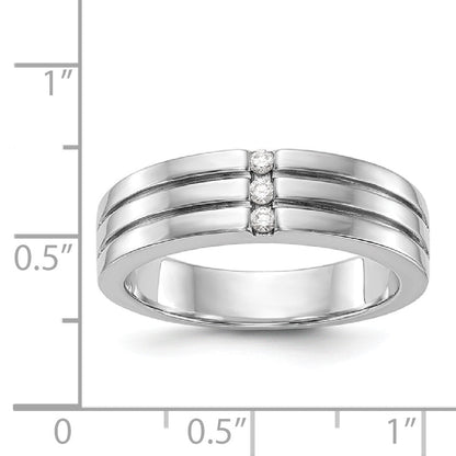 14K White Gold Diamond Men's Band