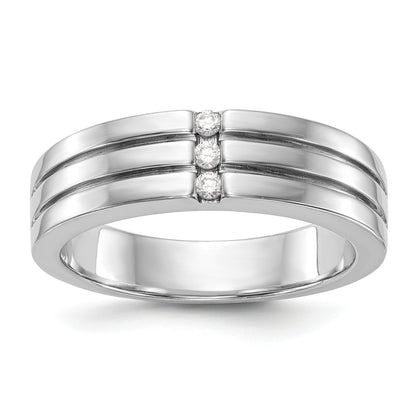 14K White Gold Diamond Men's Band