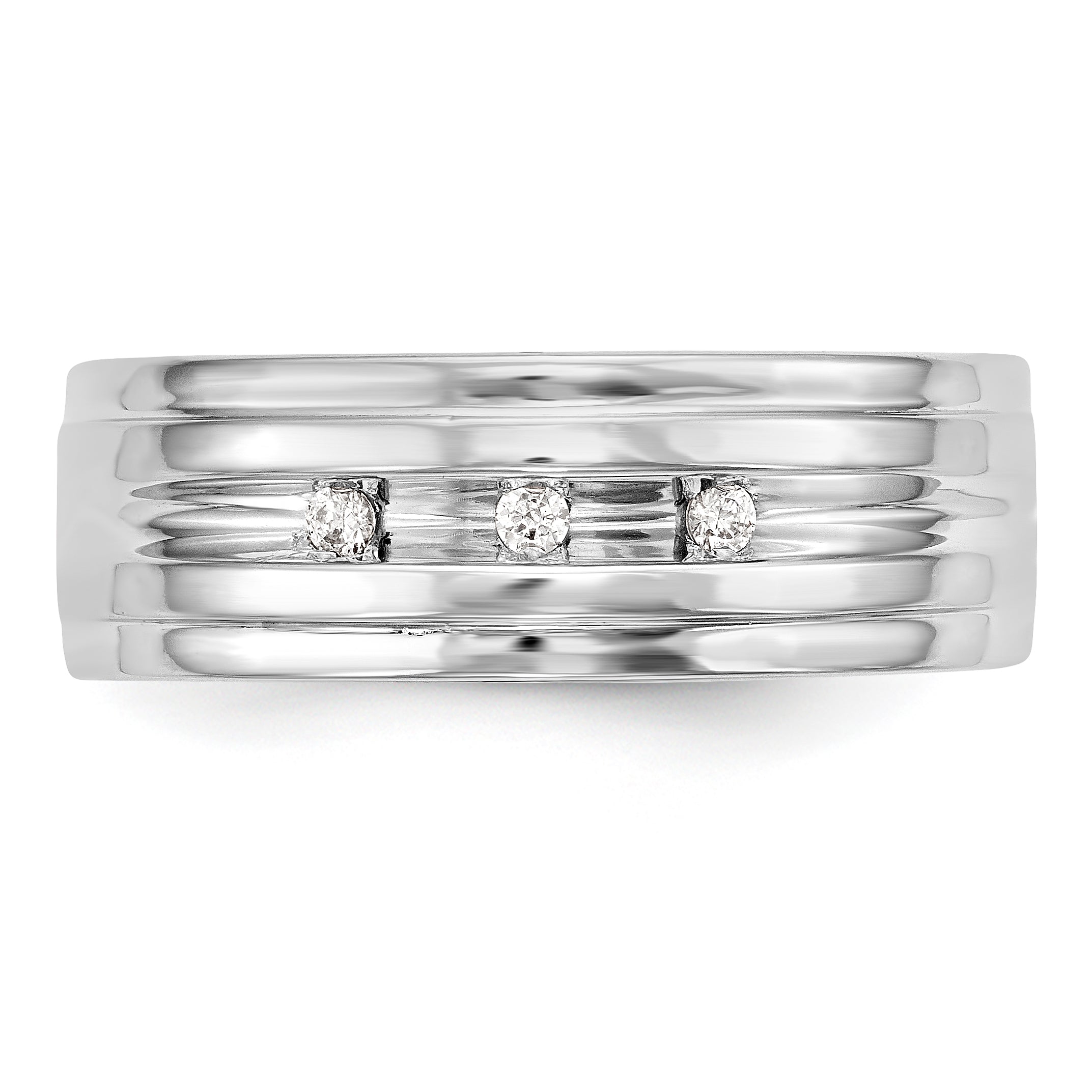 14K White Gold Diamond Men's Band