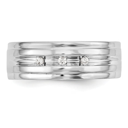 14K White Gold Diamond Men's Band