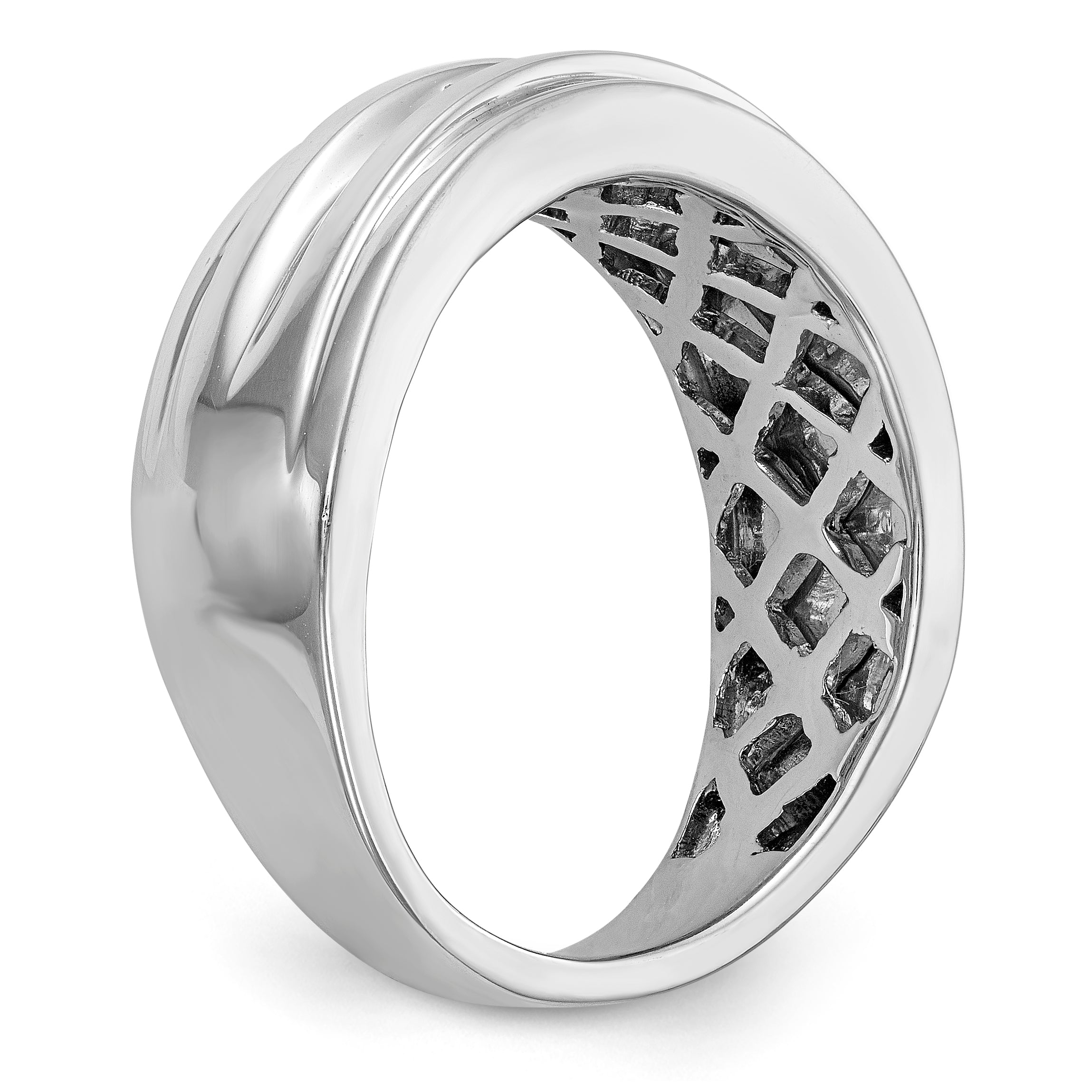 14K White Gold Diamond Men's Band