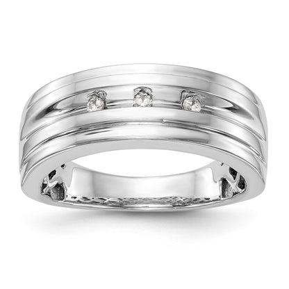 14K White Gold Diamond Men's Band
