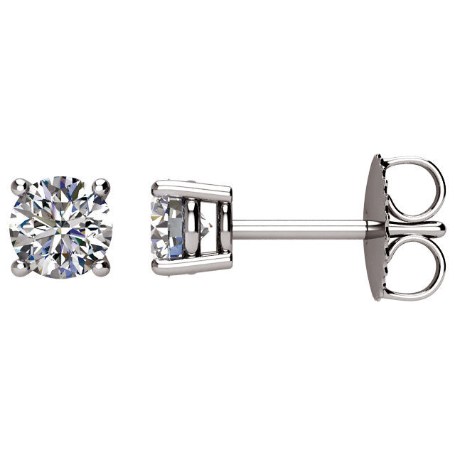 3/4 Carat TW AGS Certified Round Diamond Solitaire Stud Earrings in 14K White Gold