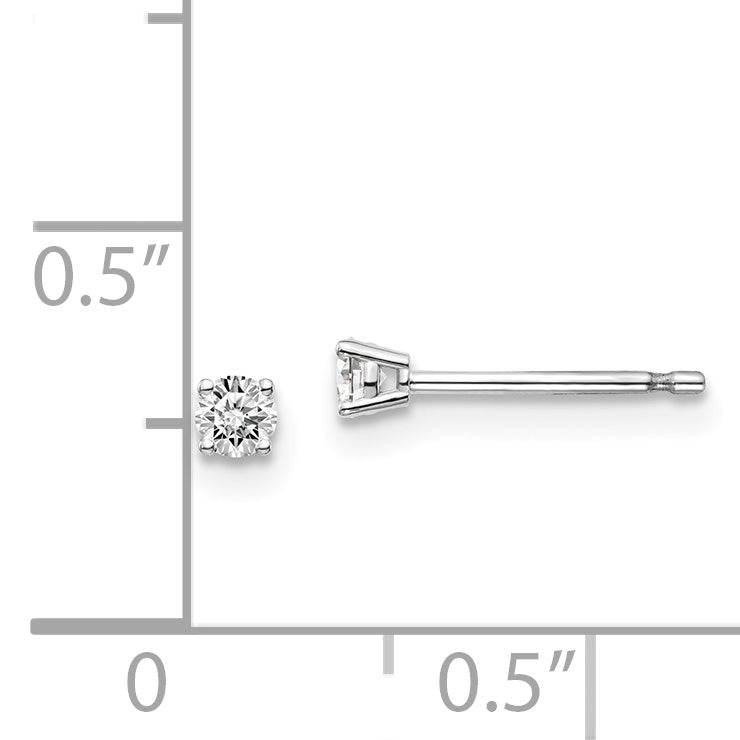 1/10 Ct. Natural I1 Clarity J K Color Natural Diamond Stud Push on Post Earrings in 14K White Gold