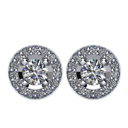 Certified 1.0 CTW Diamond Halo-Styled Stud Earrings in 14kt White Gold