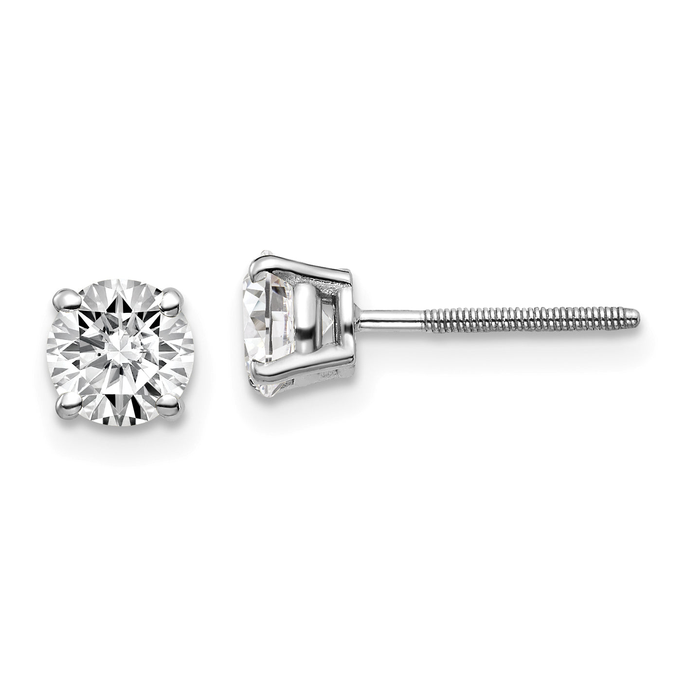14kw 1.00ct SI3 G I Diamond Stud Thread on/off Post Earrings