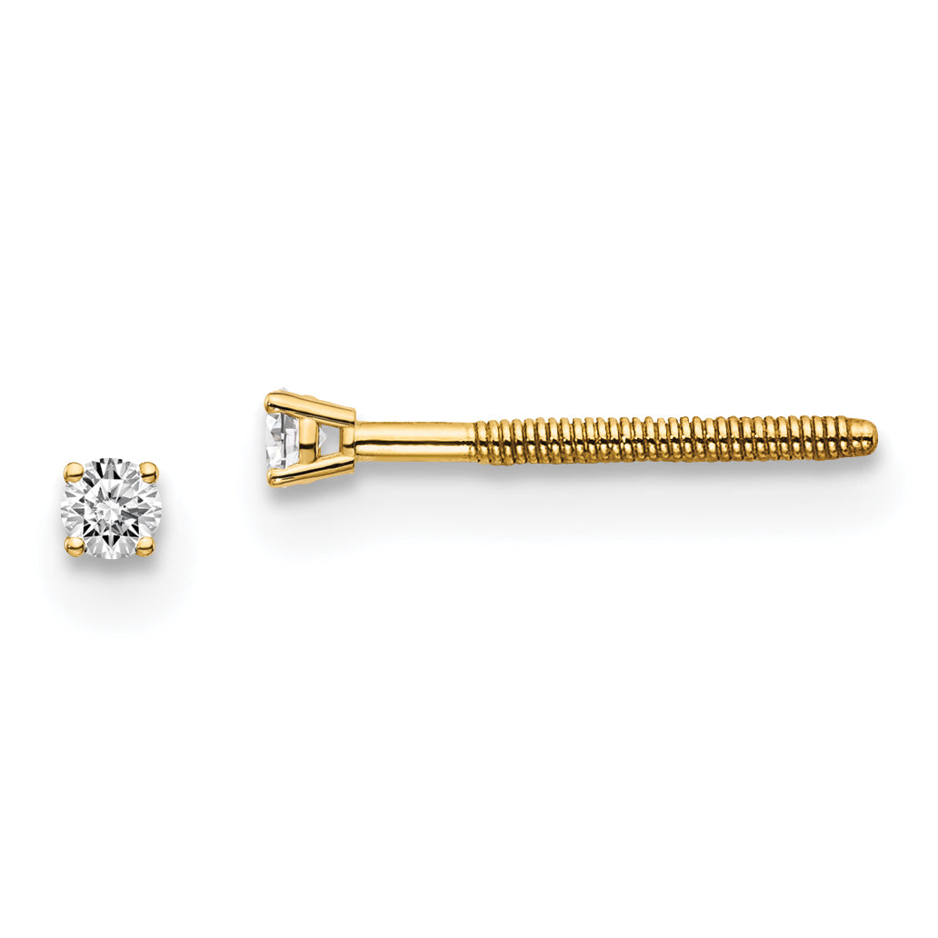 14ky .05ct. SI3 G I Diamond Stud Thread on/off Post Earrings