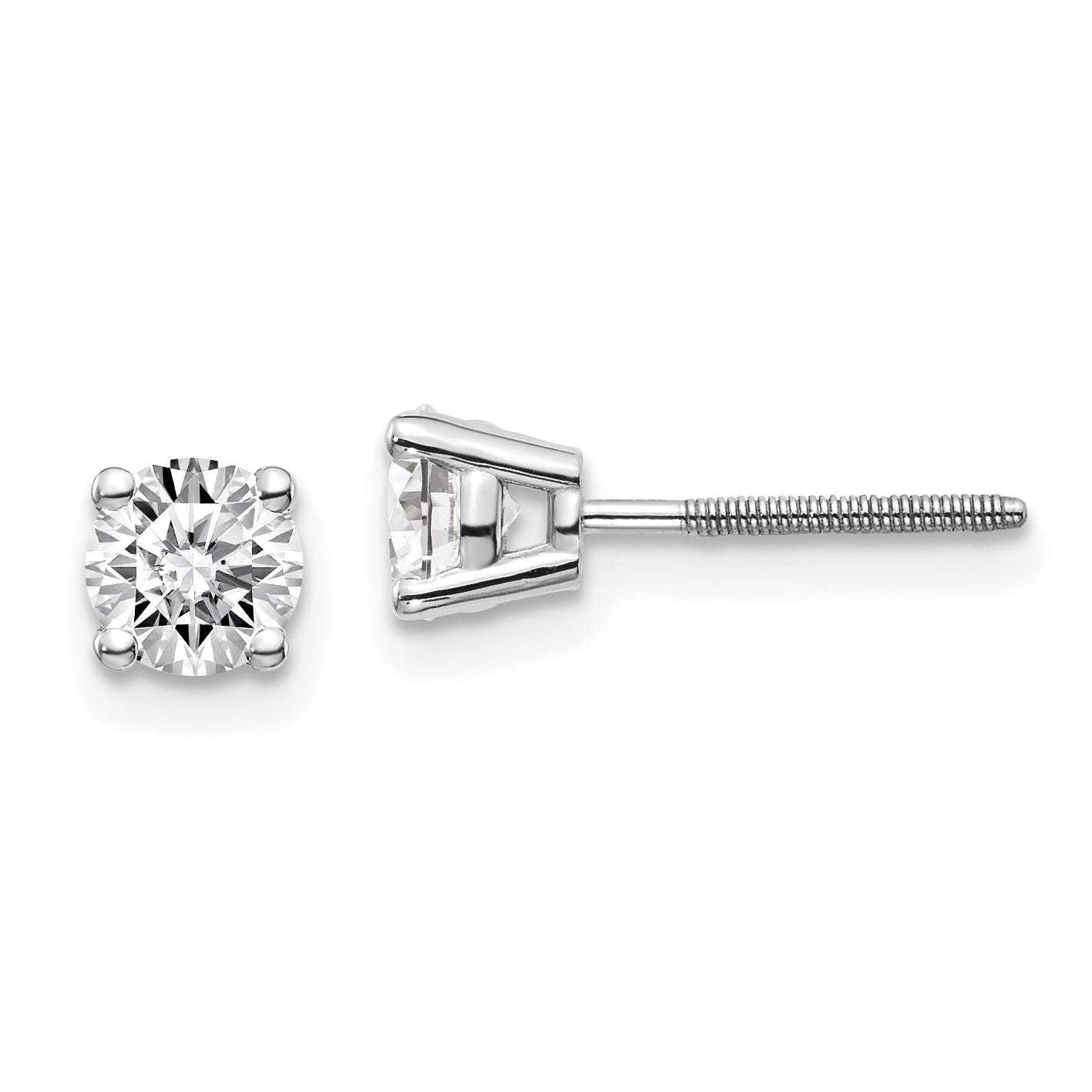 14kw .75ct SI3 G I Diamond Stud Thread on/off Post Earrings