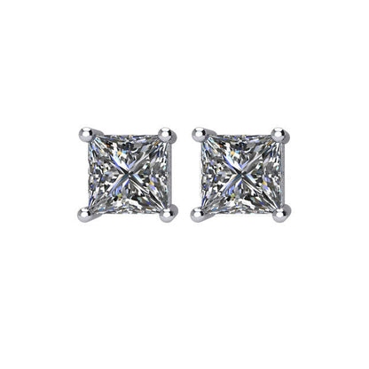 1.50 CTW Princess-Cut Diamond Stud Earrings in 14k White Gold