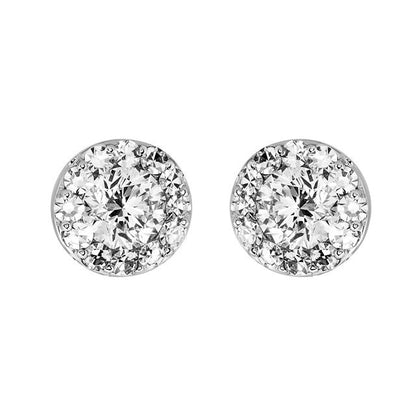 Certified 7/8 CTW Diamond Halo-Styled Stud Earrings in 14kt White Gold