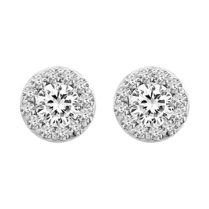 Certified 2 3/8 CTW Diamond Halo-Styled Stud Earrings in 14kt White Gold