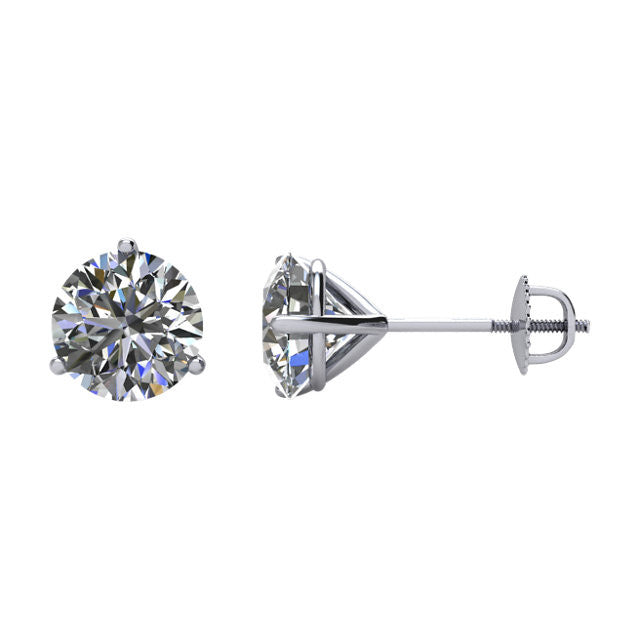 2 CTW Diamond Threaded Post Earrings in 14kt White Gold