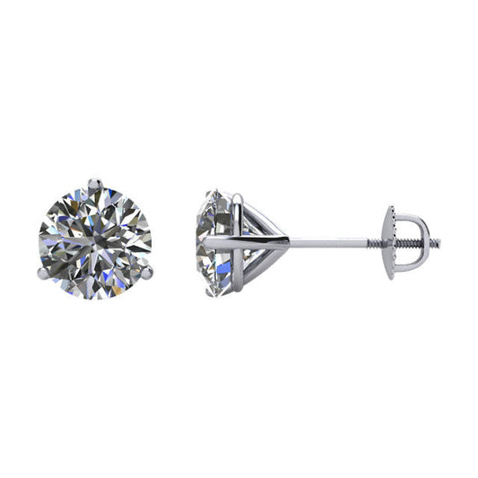 2 CTW Diamond Threaded Post Earrings in 14kt White Gold