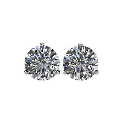 2 CTW Diamond Threaded Post Earrings in 14kt White Gold