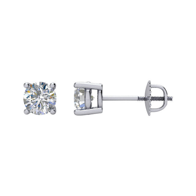 1/2 CTW Diamond Threaded Post Stud Earrings in 14kt White Gold