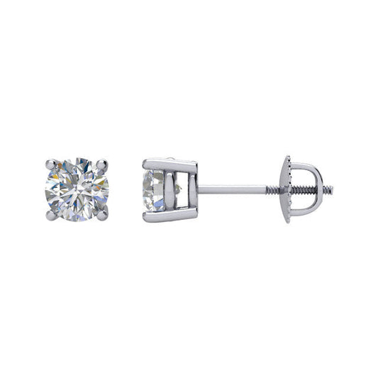 1/2 CTW Diamond Threaded Post Stud Earrings in 14kt White Gold