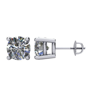2 CTW Diamond Threaded Post Stud Earrings