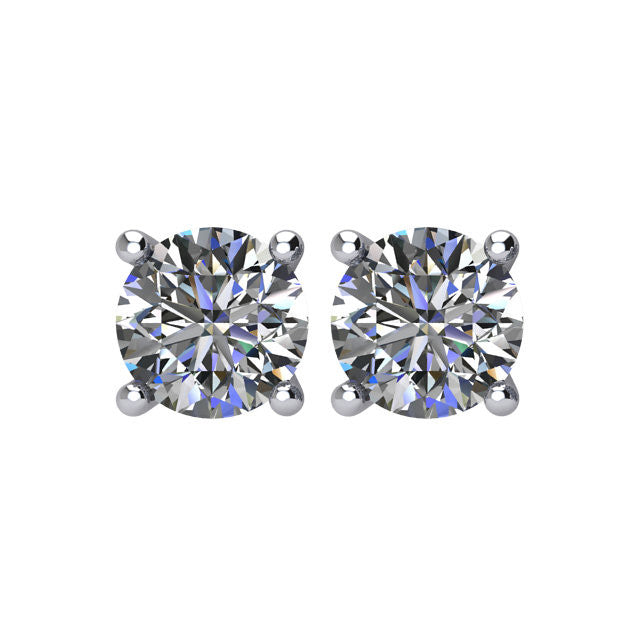 2 CTW Diamond Threaded Post Stud Earrings