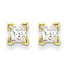 14k VS Quality Complete Princess cut Diamond Earrings
