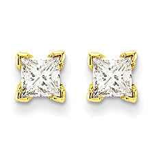14k VS Quality Complete Princess cut Diamond Earrings