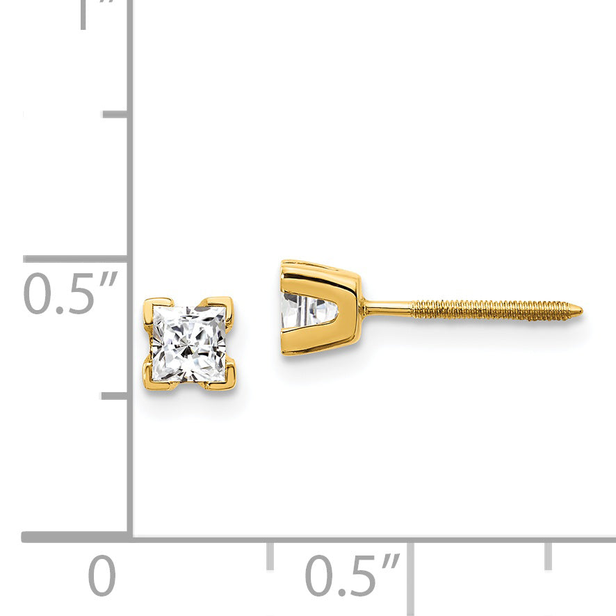 14k VS Quality Complete Princess cut Diamond Earrings