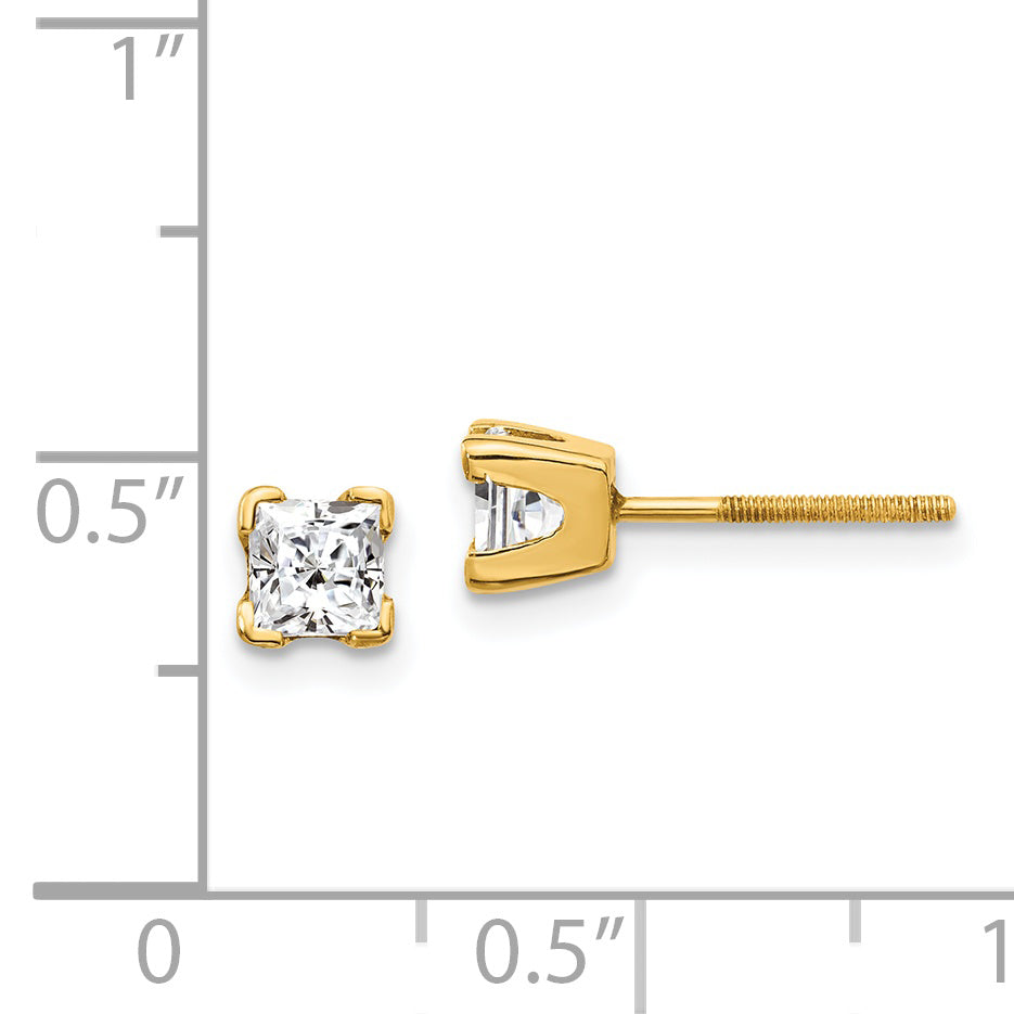 14k VS Quality Complete Princess cut Diamond Earrings