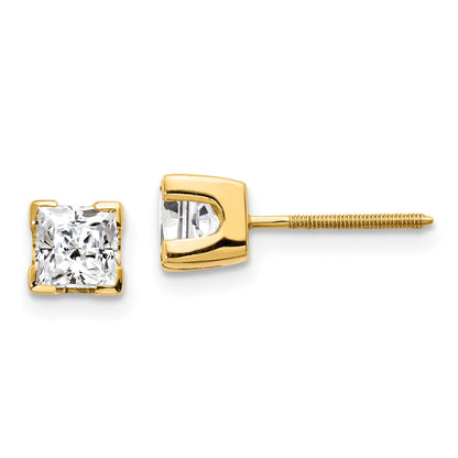 14k AAA Quality Complete Princess cut Diamond Earring