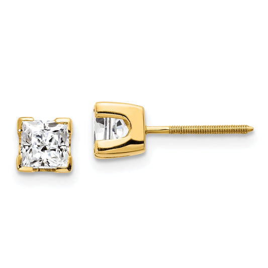 14k AAA Quality Complete Princess cut Diamond Earring