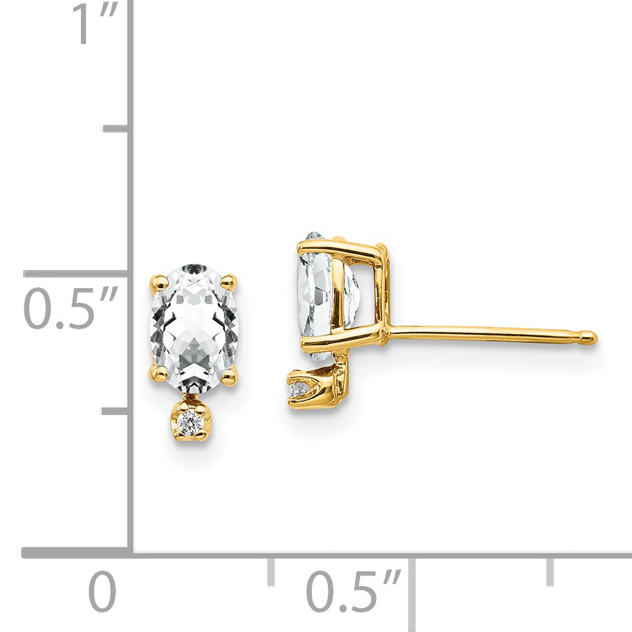 14k Diamond and White Topaz Birthstone Earrings