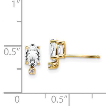 14k Diamond and White Topaz Birthstone Earrings