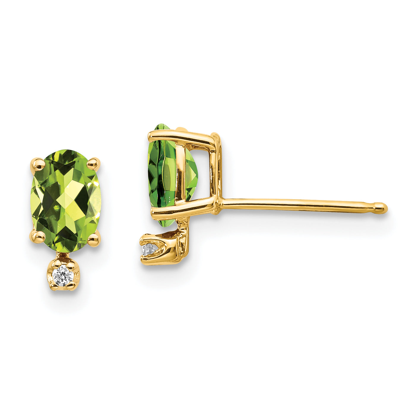 14k Diamond and Peridot Birthstone Earrings