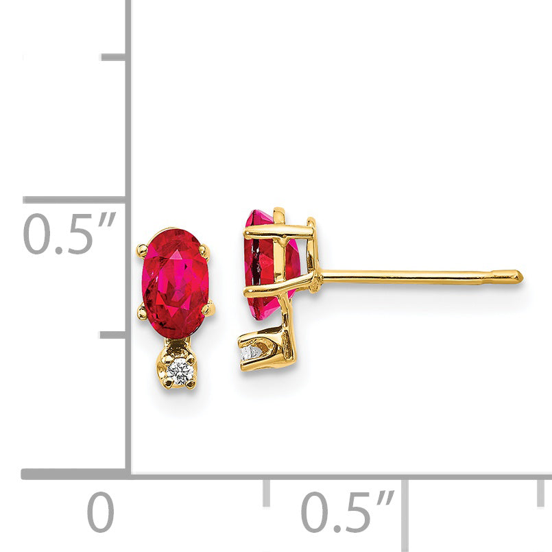 14k Diamond and Ruby Birthstone Earrings