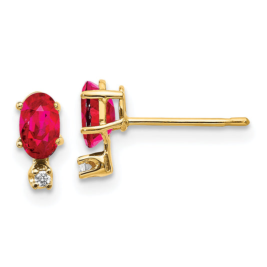 14k Diamond and Ruby Birthstone Earrings