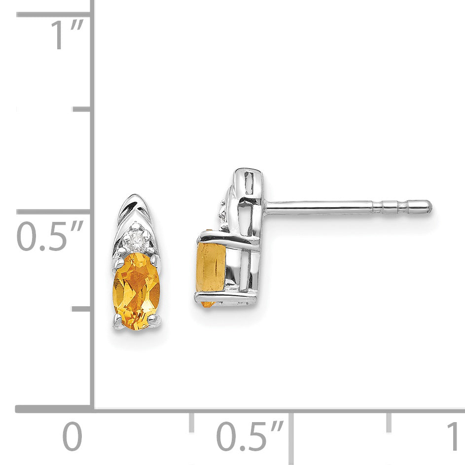 14k White Gold Citrine Diamond Earring