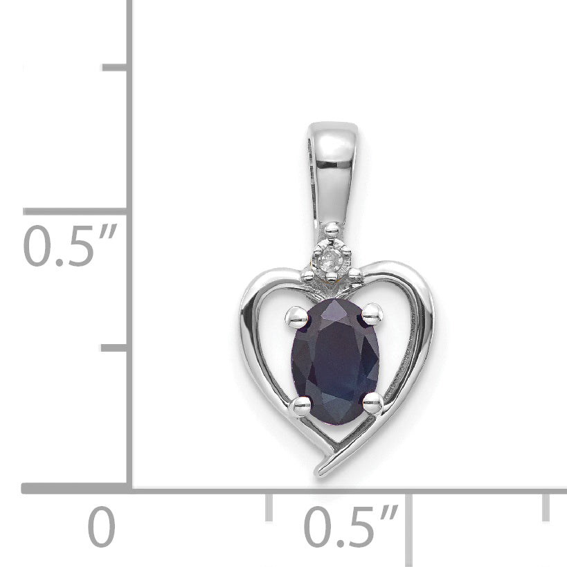 14k White Gold Sapphire Diamond Pendant