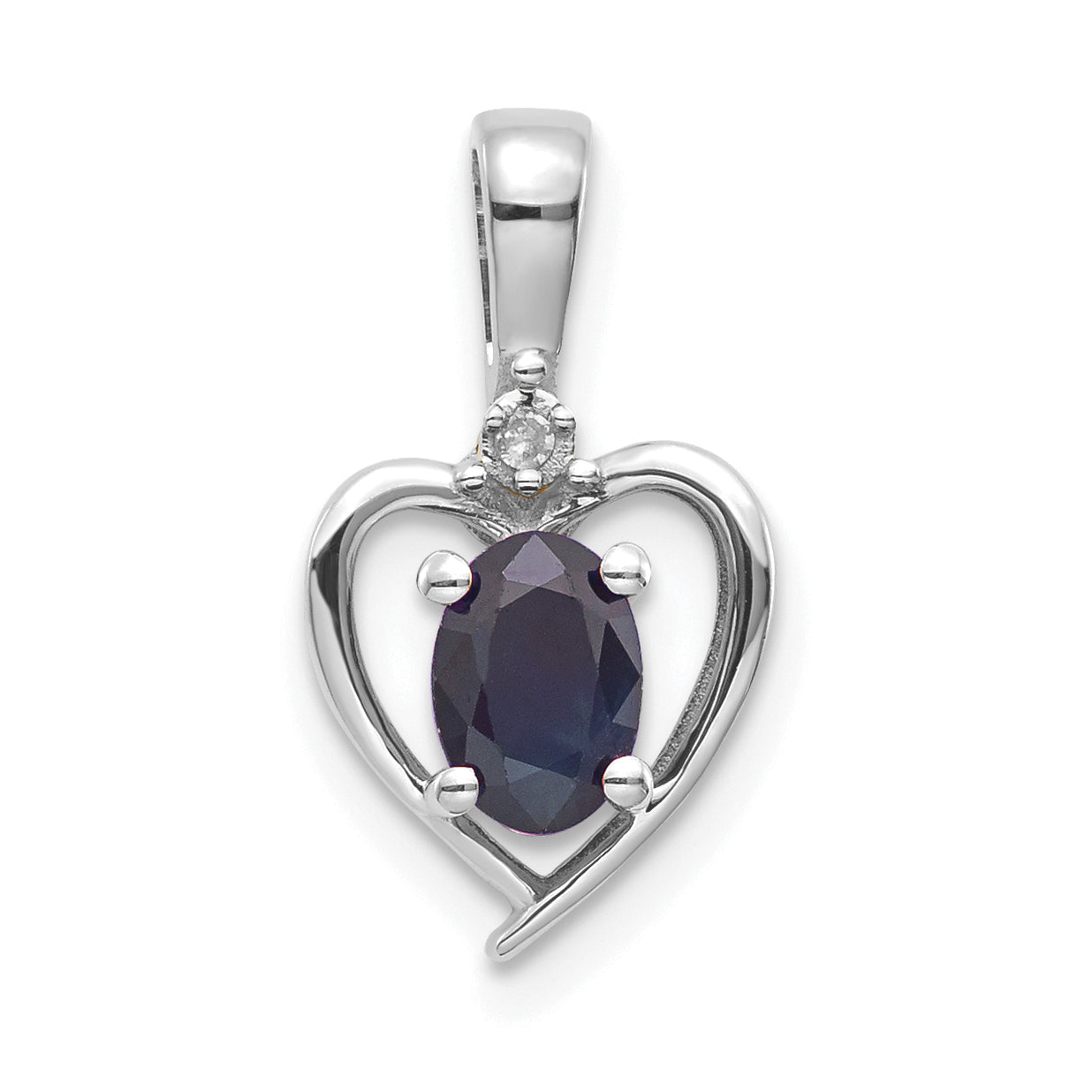 14k White Gold Sapphire Diamond Pendant