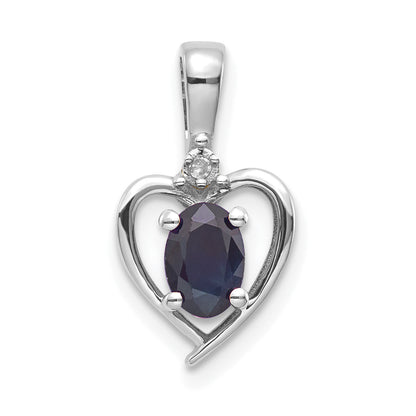 14k White Gold Sapphire Diamond Pendant