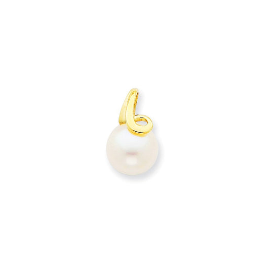 14k Yellow Gold Diamond Cultured Pearl Pendant