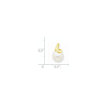14k Yellow Gold Diamond Cultured Pearl Pendant