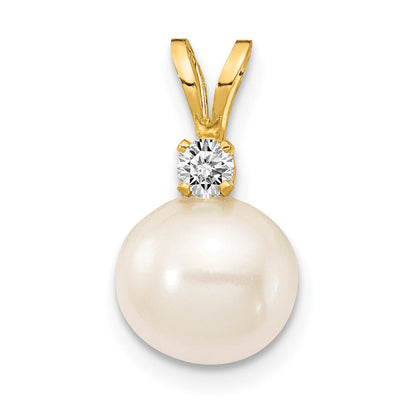 14k 7mm FW Cultured Pearl A Diamond Pendant