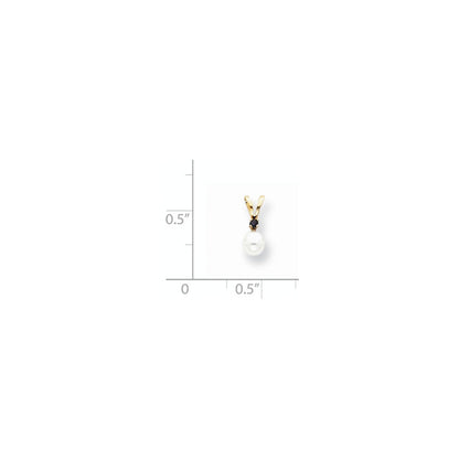 14k Yellow Gold Diamond 4mm White Cultured Pearl u0026 Sapphire Pendant