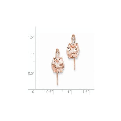 14k Rose Gold Diamond and Morganite Dangle Earrings