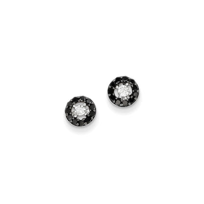 14k White Gold Black and White Diamond Post Earrings