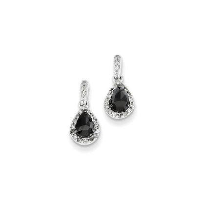 14k White Gold Black and White Diamond Post Dangle Earrings