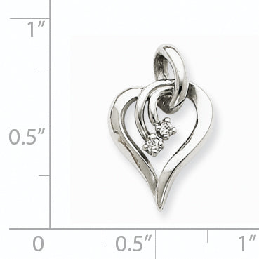 14k White Gold AA Diamond Heart