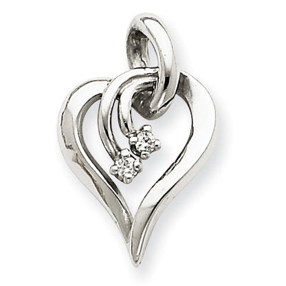 14k White Gold AA Diamond Heart