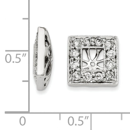 14K White Gold Diamond Square Jacket Earrings