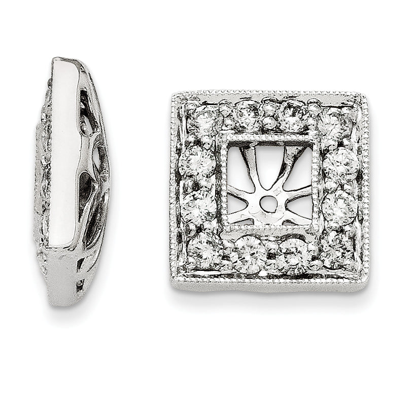 14K White Gold Diamond Square Jacket Earrings