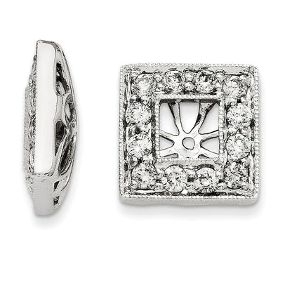 14K White Gold Diamond Square Jacket Earrings